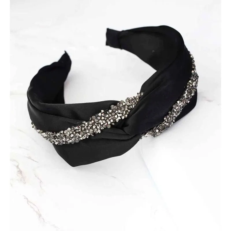 Bellofox Black Embellished Knot Detail Hairband