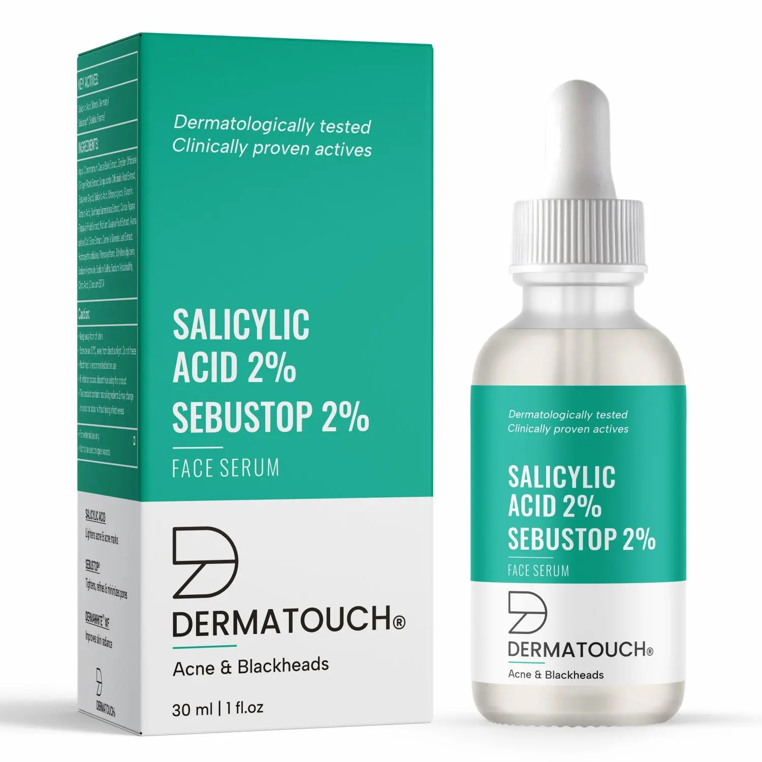 DERMATOUCH Salicylic Acid 2% Sebustop 2% Face Serum | For Acne & Blackheads | 30ml