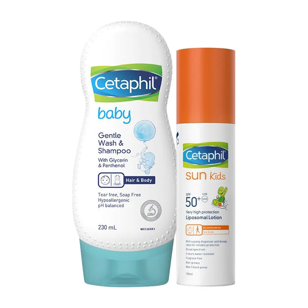 Cetaphil Baby Gentle Wash & Shampoo & Sun Kids Liposomal Lotion SPF 50+ Combo