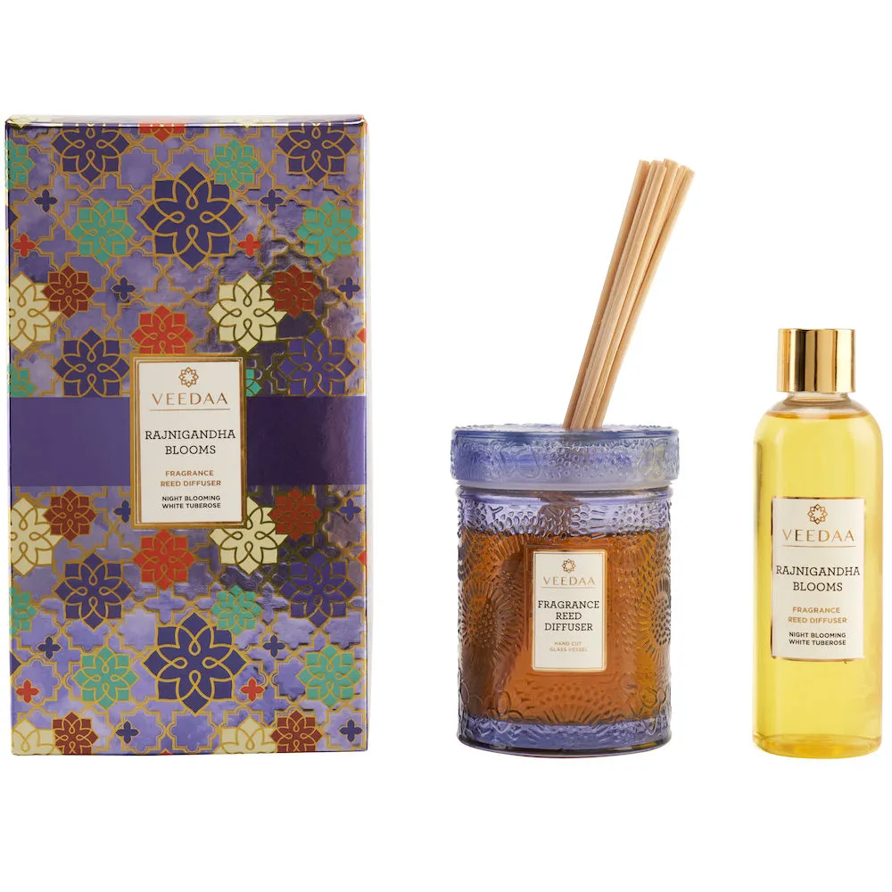 Veedaa Candles Rajnigandha Blooms Reed Diffuser Set