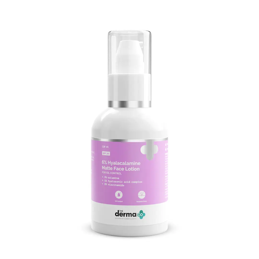 The Derma Co.6% Hyalacalamine Matte Face Lotion with Calamine & Hyaluronic Acid for Oily Skin (120 ml)