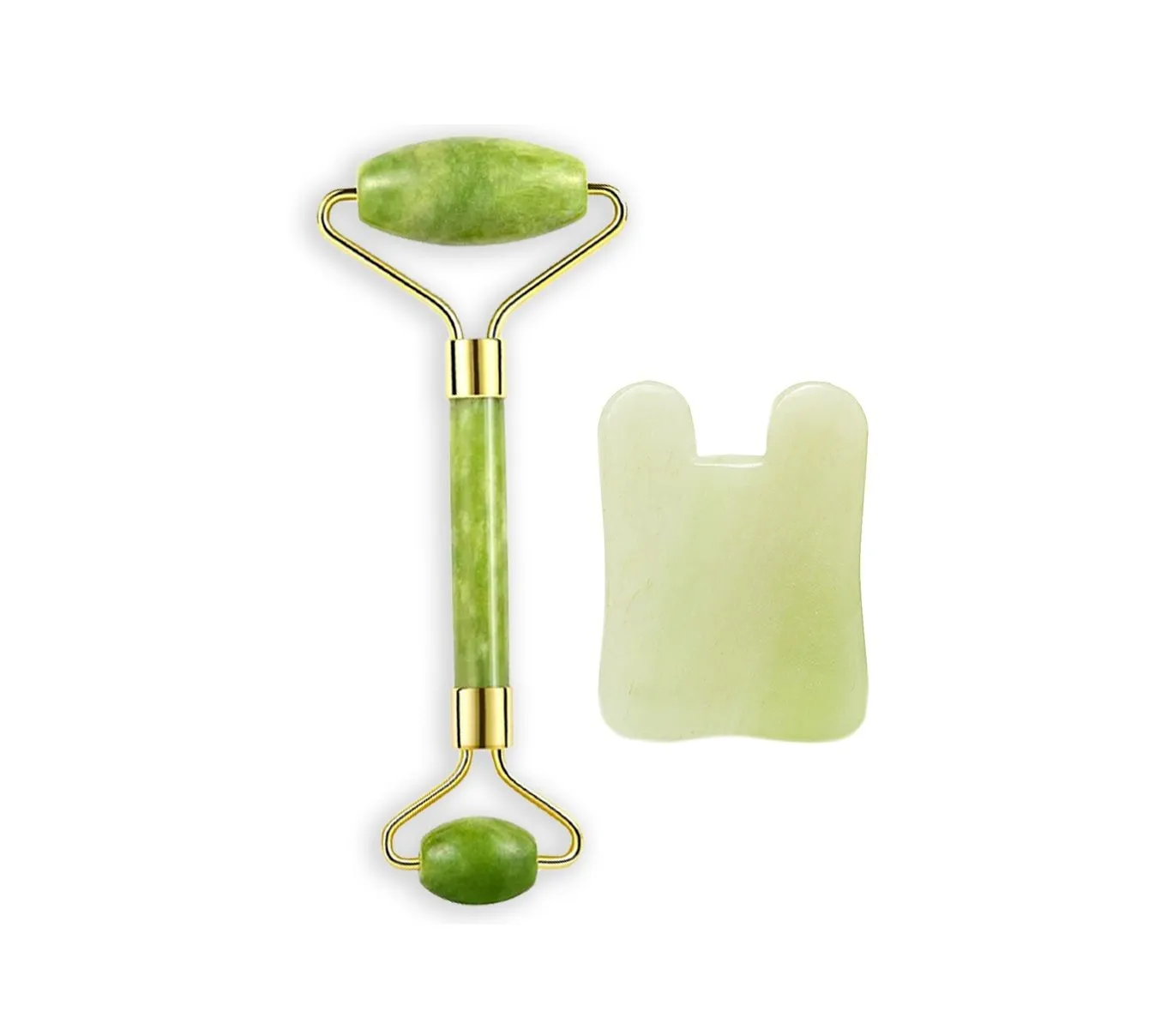 Getmecraft Jade Face Roller And Rabbit Ear Shape Gua Sha Massage Tool Set