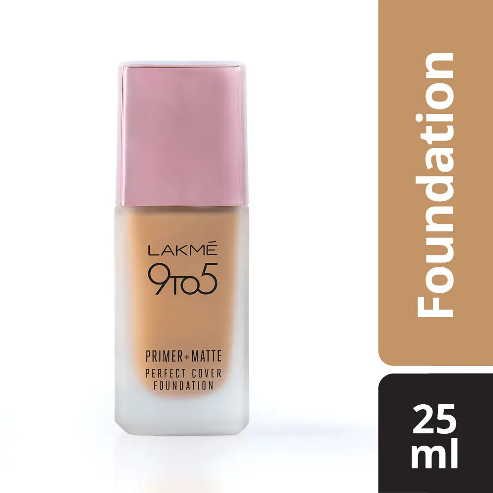 Lakme 9 To 5 Primer + Matte Perfect Cover Foundation - Warm Caramel W320 (25 ml)