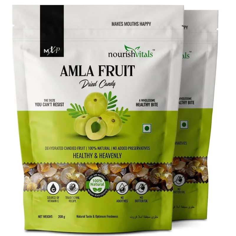 NourishVitals Amla Fruit Dried Candy, 100% Natural, Vitamin C, Traditional Recipe