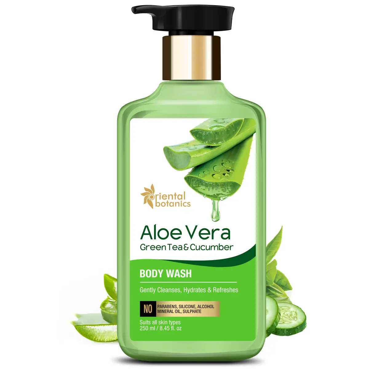 Oriental Botanics Aloevera, Green Tea & Cucumber Body Wash | No Paraben & SLS - (250ml)