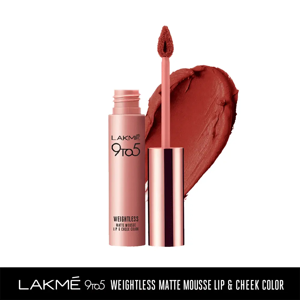 Lakme 9 To 5 Weightless Matte Mousse Lip & Cheek Color - Brick Bloom (9 g)