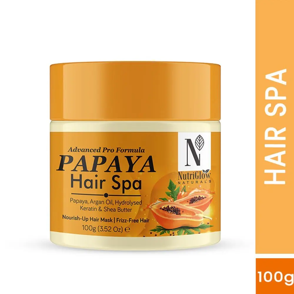 NutriGlow NATURAL'S Advanced Pro Formula Papaya Hair Spa with Argan Oil, Hydrolyzed Keratin for Shiny & Bouncy Hair All Hair types, 100gm