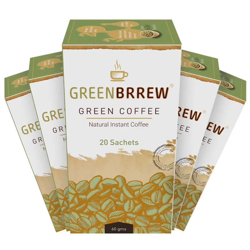 Greenbrrew Decaffeinated Natural Instant Green Coffee (Pack Of 5)