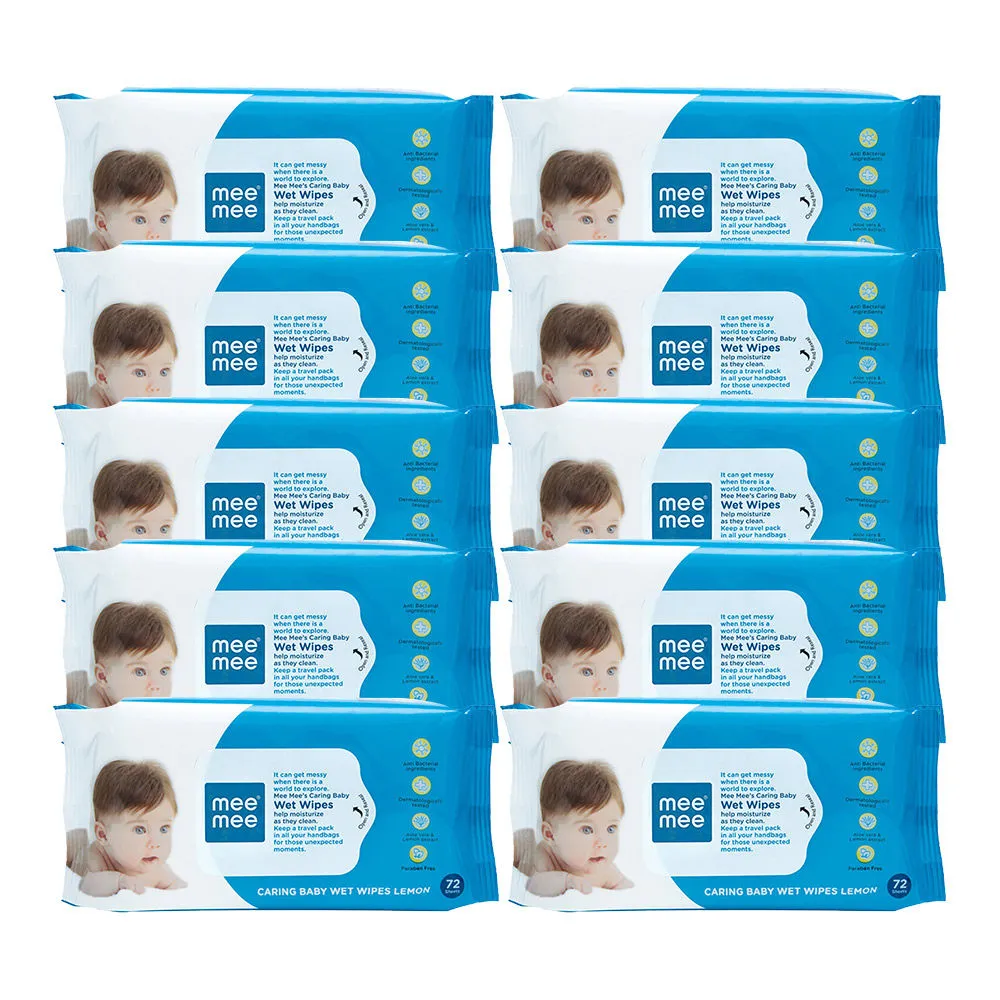 Mee Mee Caring Baby Wet Wipes Lemon Fragrance - Pack Of 10