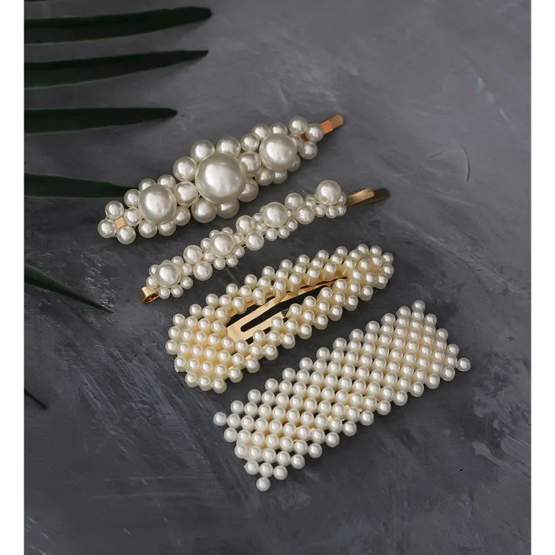 Bellofox Set Of 4 Off-White Beaded Hair Clips