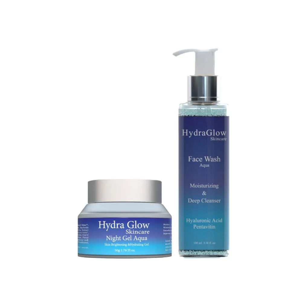 HydraGlow Hydrating Daily Care Oil Free Night Care Brightening Combo - Night Gel & Face Wash Gel