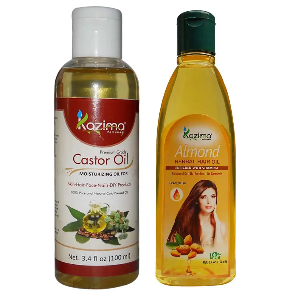 Kazima Castor & Almond Oil (Each 100ml) Combo,  2 Piece(s)/Pack  All Type Hair & Skin