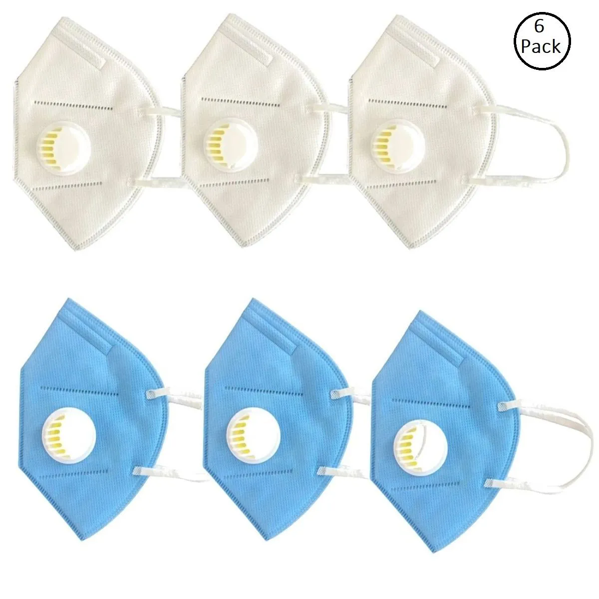 OOMPH Pack of 6 Anti-Pollution Reusable 5 Layer Mask - White Blue