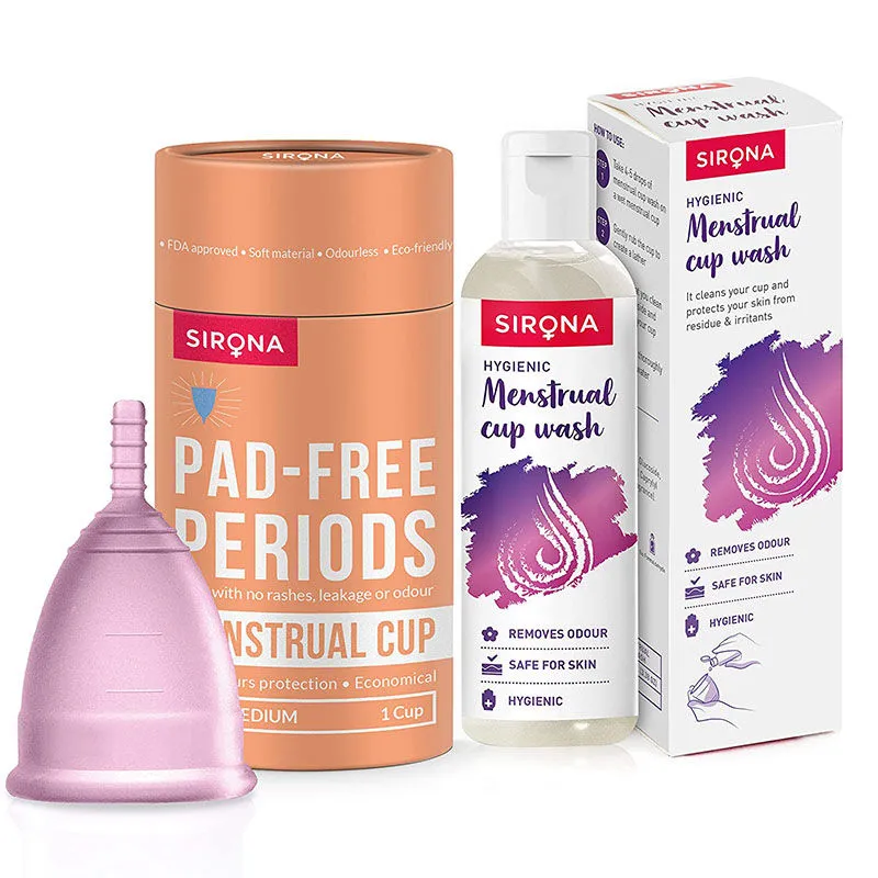 Sirona FDA Approved Reusable Menstrual Cup For Women (Medium) With Free Menstrual Cup Wash