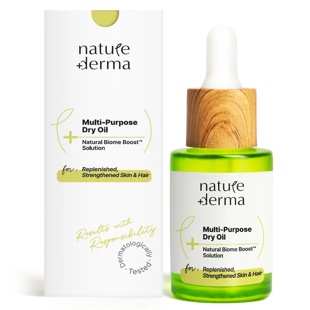 Nature Derma Multi-Purpose Dry Oil with Natural Biome-Boost™ Solution for Replenished, Strengthened Skin & Hair