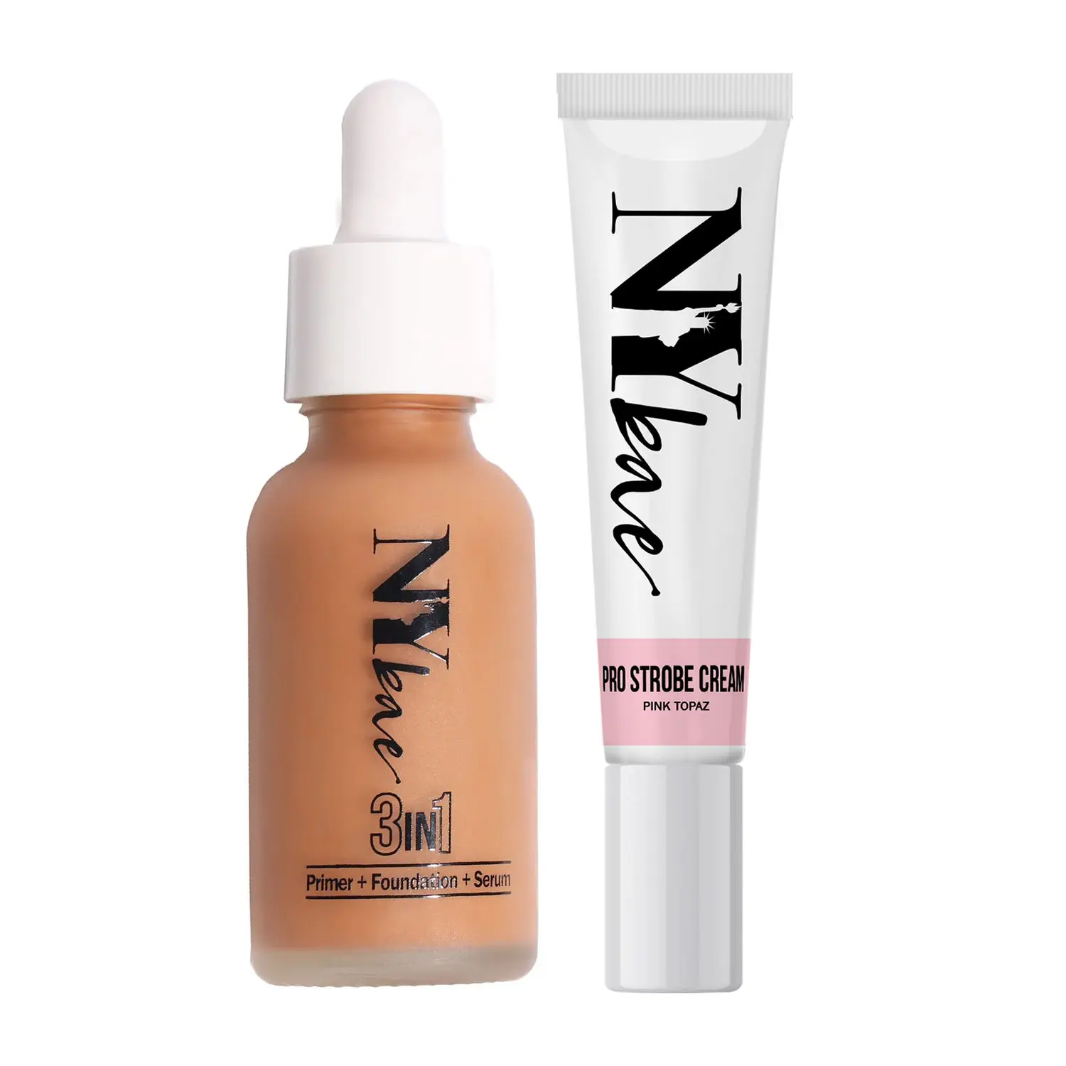 NY Bae Strobe Skin Tint Combo - Deep Skin | Strobe Pink Topaz | Warm Honey Foundation | Skin Tint | Glowy Korean Skin | Fair Skin Tone | Everyday Makeup Kit