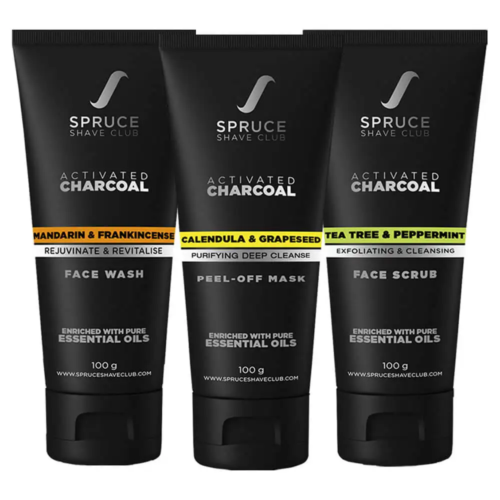 Spruce Shave Club Charcoal Facial Cleansing Kit,  3 Piece(s)/Pack  Face Wash Face Scrub and Peel Off Mask