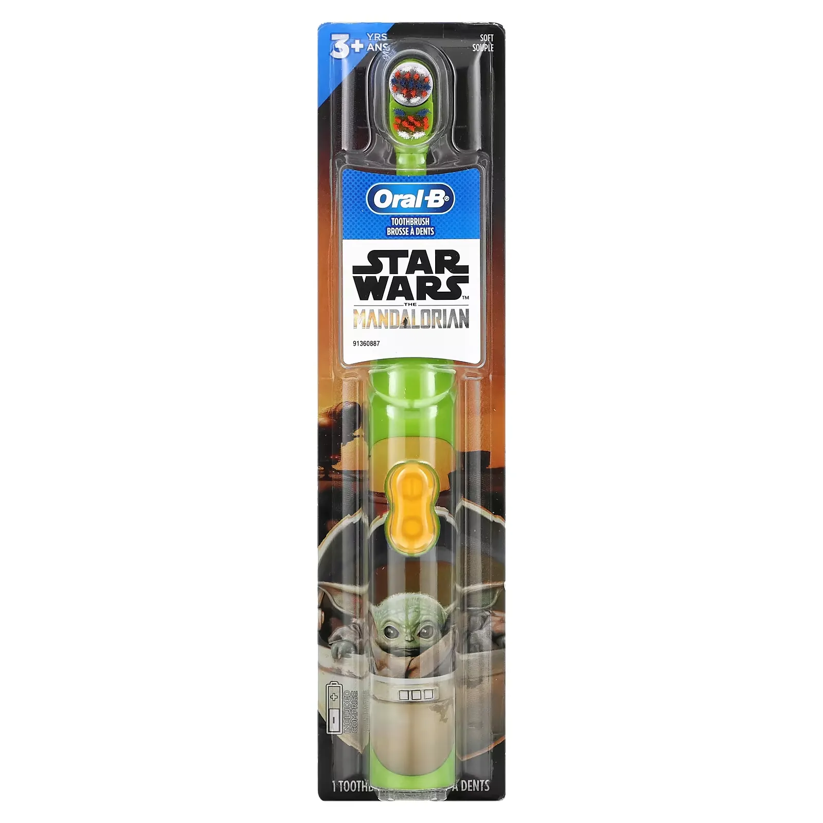 Battery Toothbrush, Soft, 3+ Yrs, Star Wars The Mandalorian, 1 Toothbrush