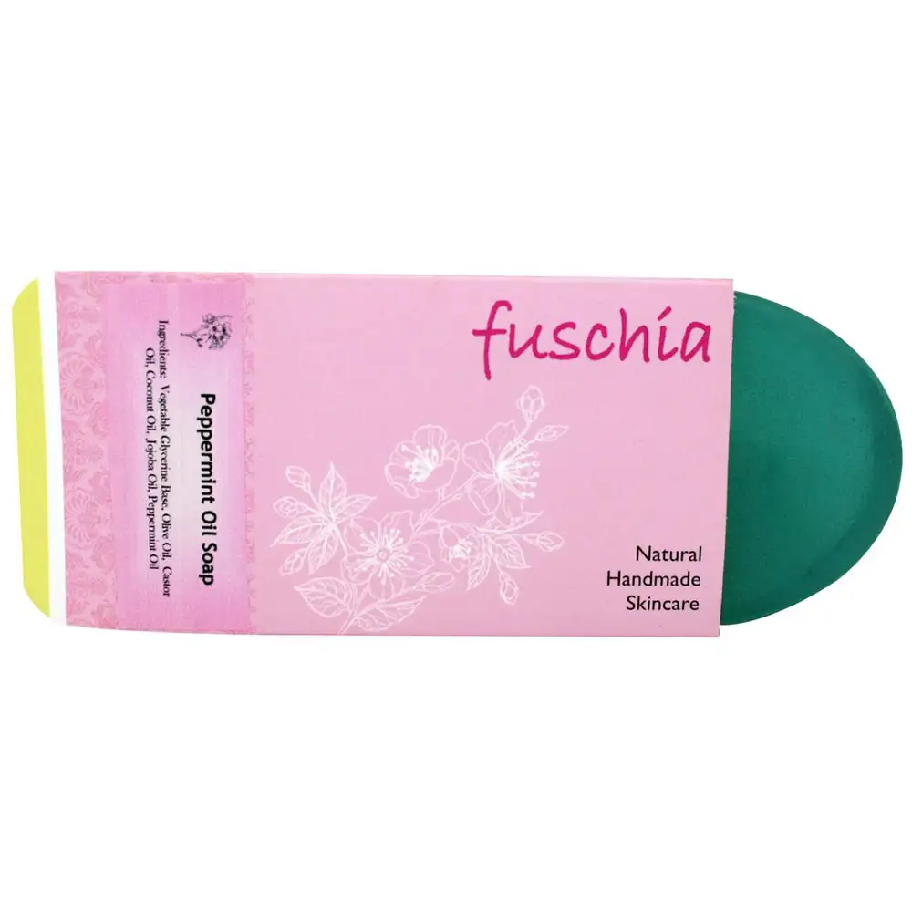 Fuschia Peppermint Oil Natural Handmade Herbal Soap,  100 g  for All Skin Types