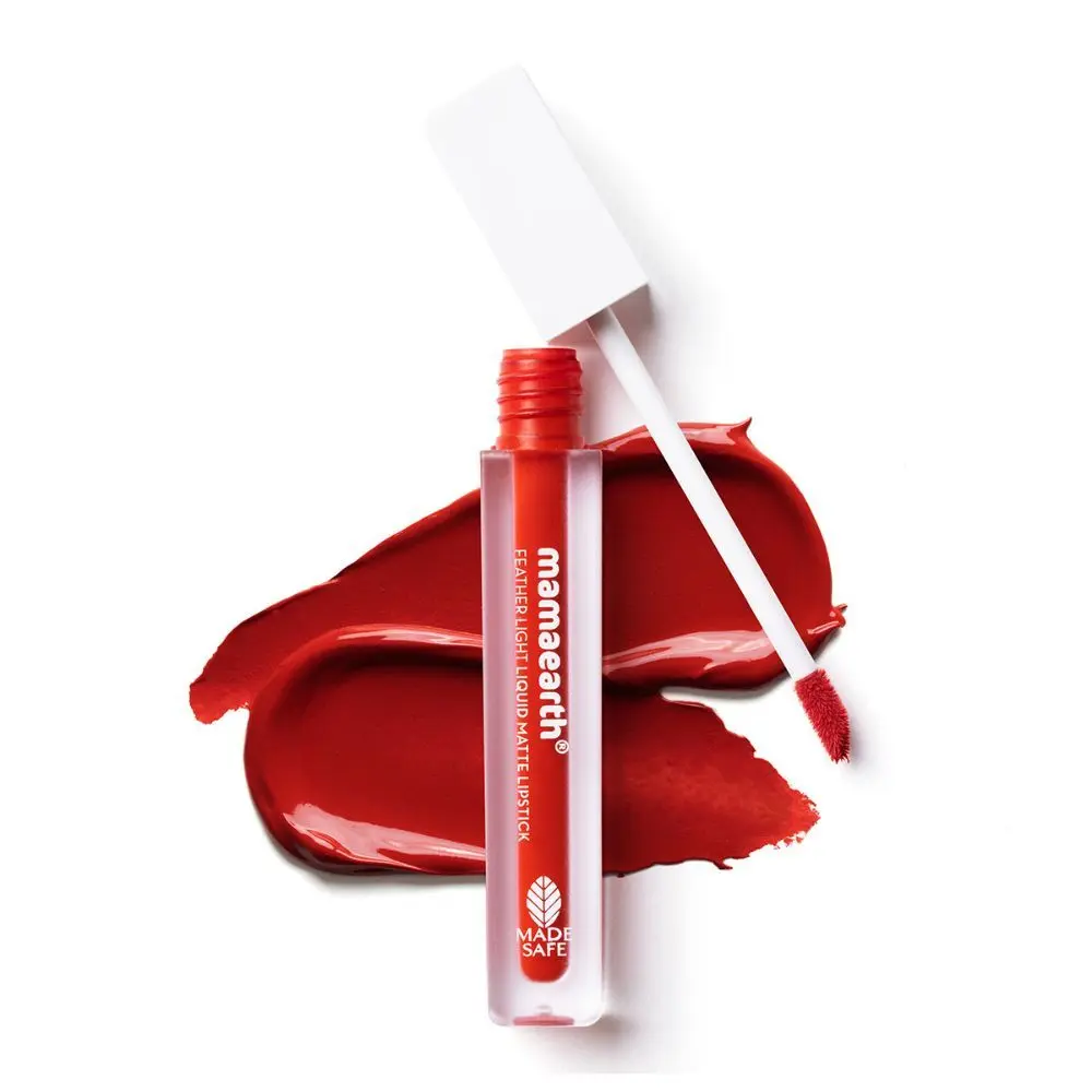 Mamaearth Feather Light Liquid Matte Lipstick with Coconut & Vitamin E - 08 Red Cranberry - 3.5 ml