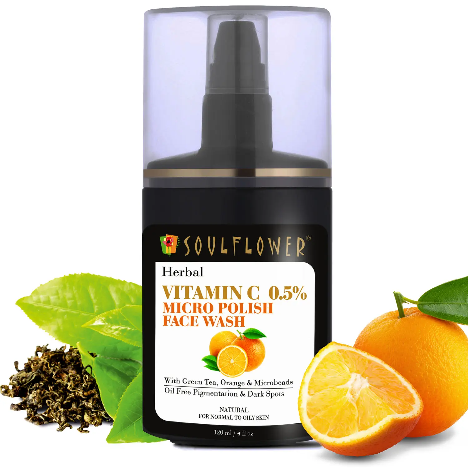 Soulflower Herbal Vitamin C Face Wash For Oil Free Pigmentation & Dark Spots, Clear & Glowing Skin