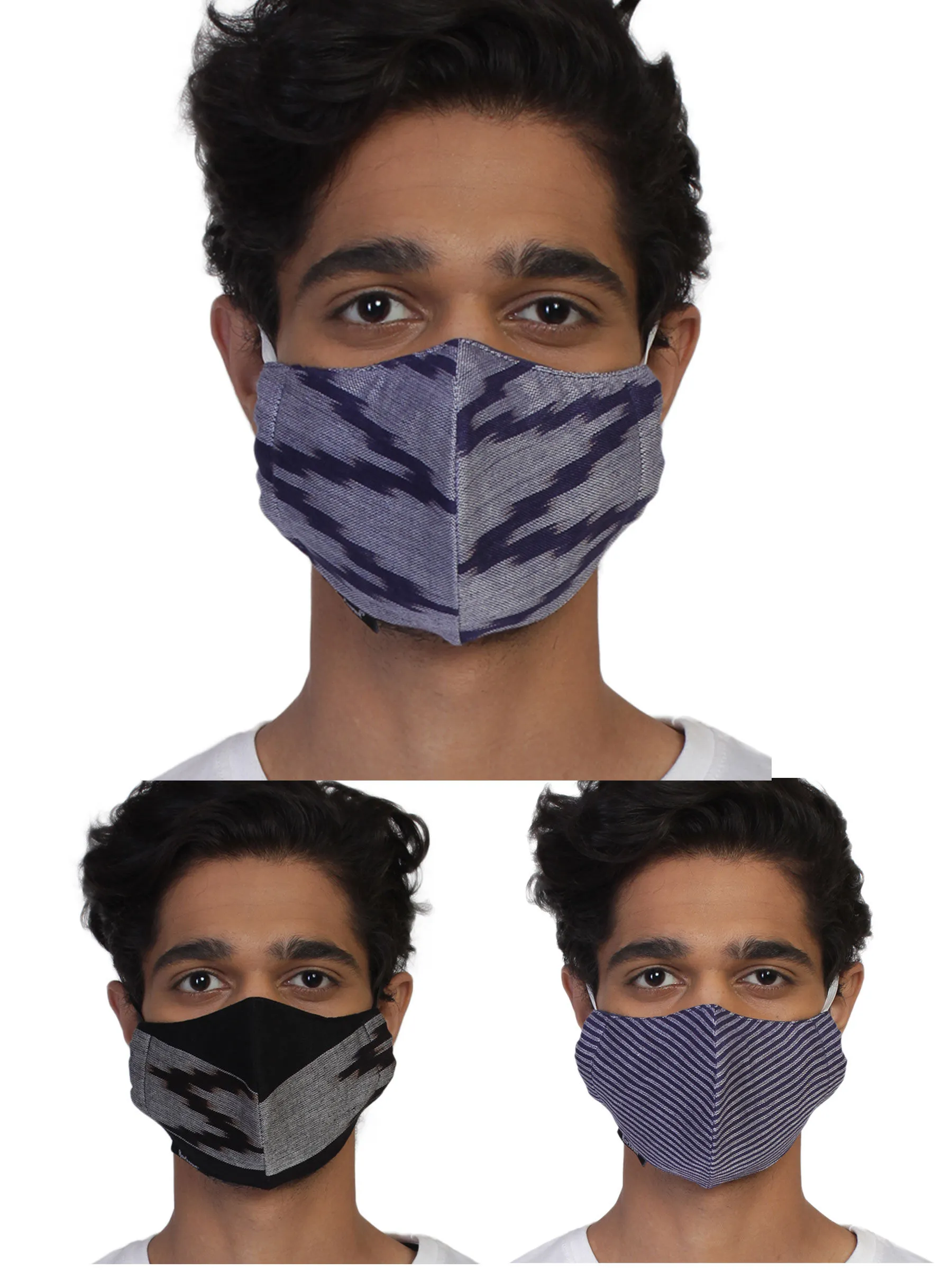 Anekaant Pack Of 3 Multicolor 3-Ply Reusable Woven Viscose Fabric Fashion Mask