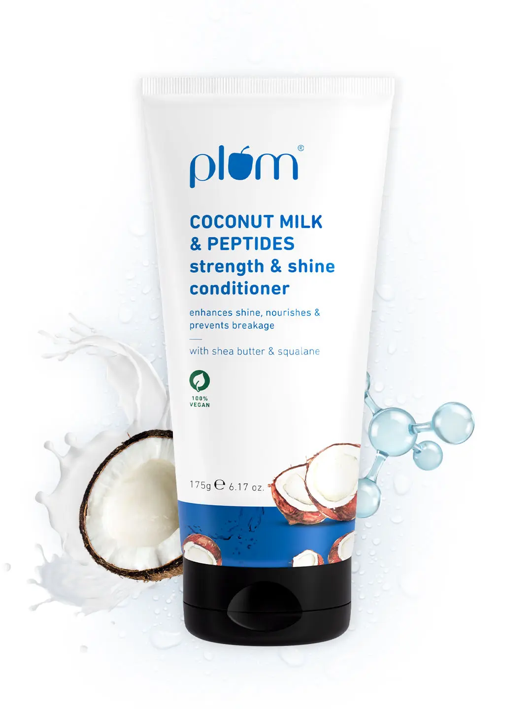 Plum Plum Coconut Milk & Peptides Strength & Shine Conditioner |100% Vegan|Prevents Hair Breakage