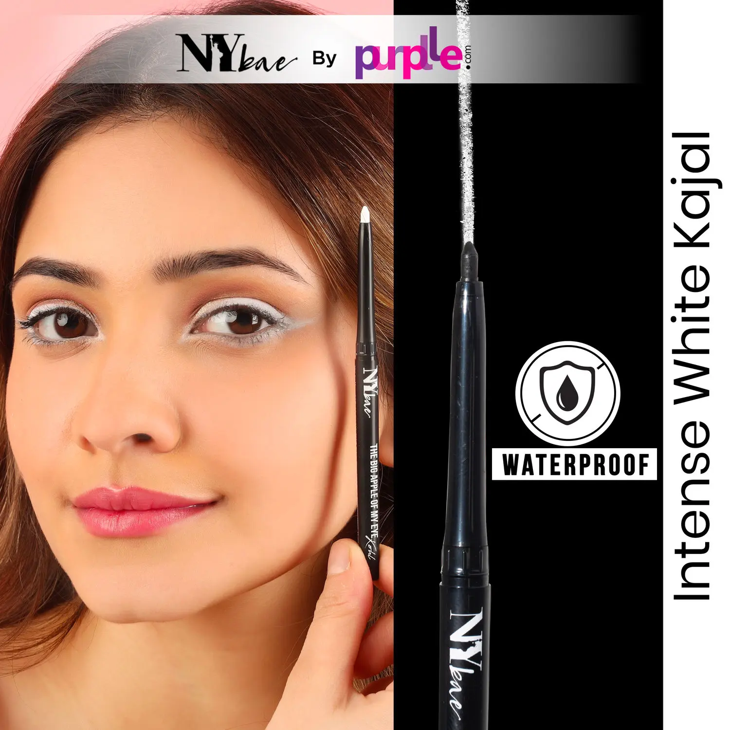 NY Bae The Big Apple Of My Eyes Kohl Kajal | Waterproof | Smooth and Soothing | Smudgeproof Eye Makeup | White (0.25g)