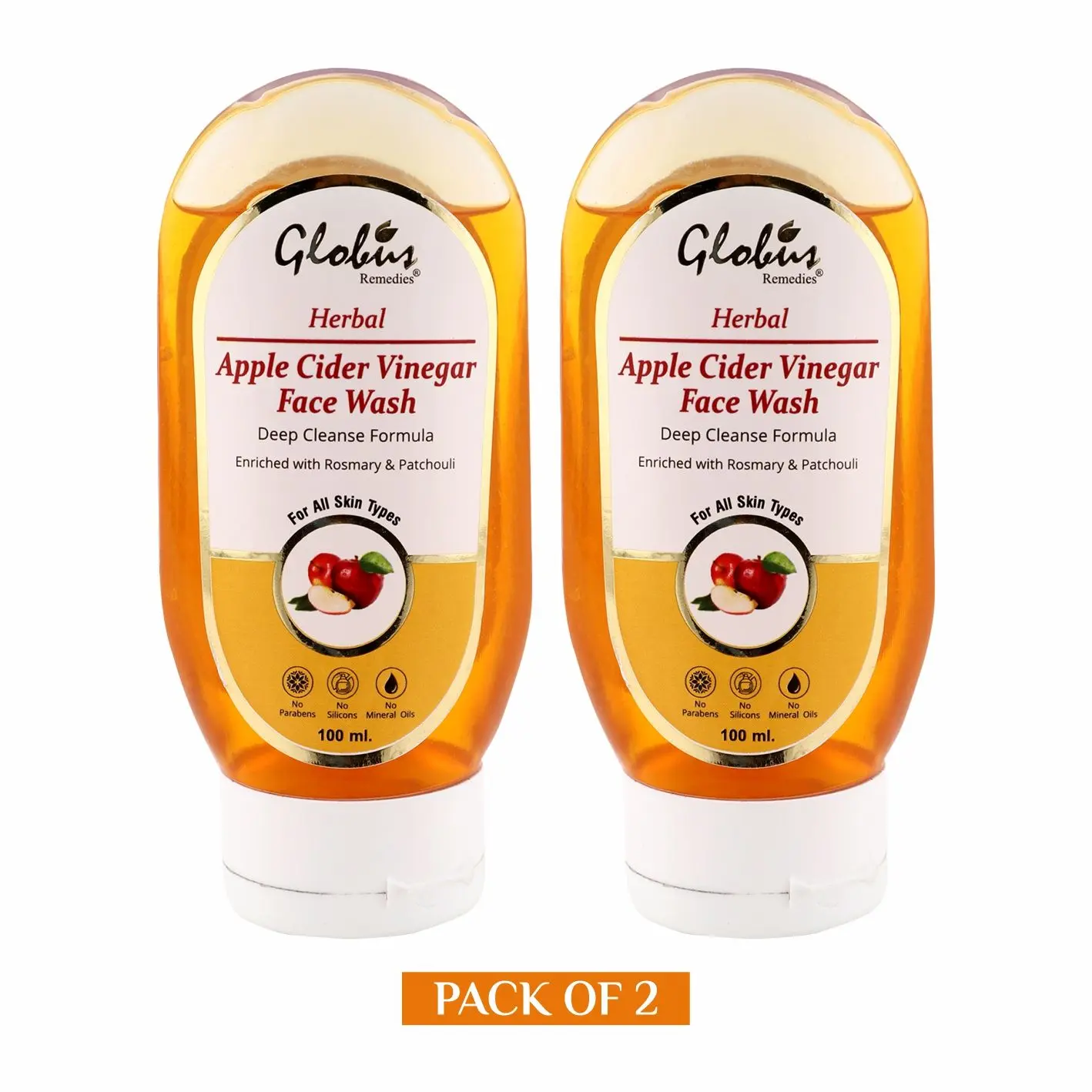 Globus Herbal Apple Cider Vinegar Face wash (100 ml) (Pack Of 2)