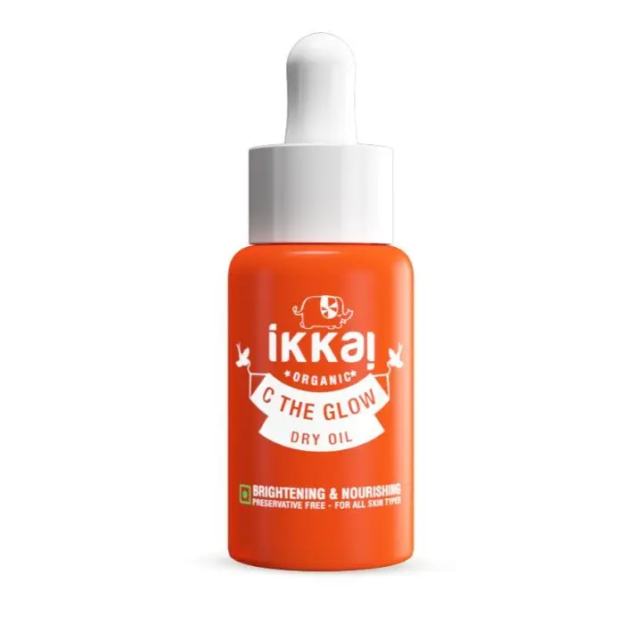 IKKAI Organic C The Glow Face Dry Oil | Vitamin A & C | Chemical Free Face Oil | All Skin Types | 30ml