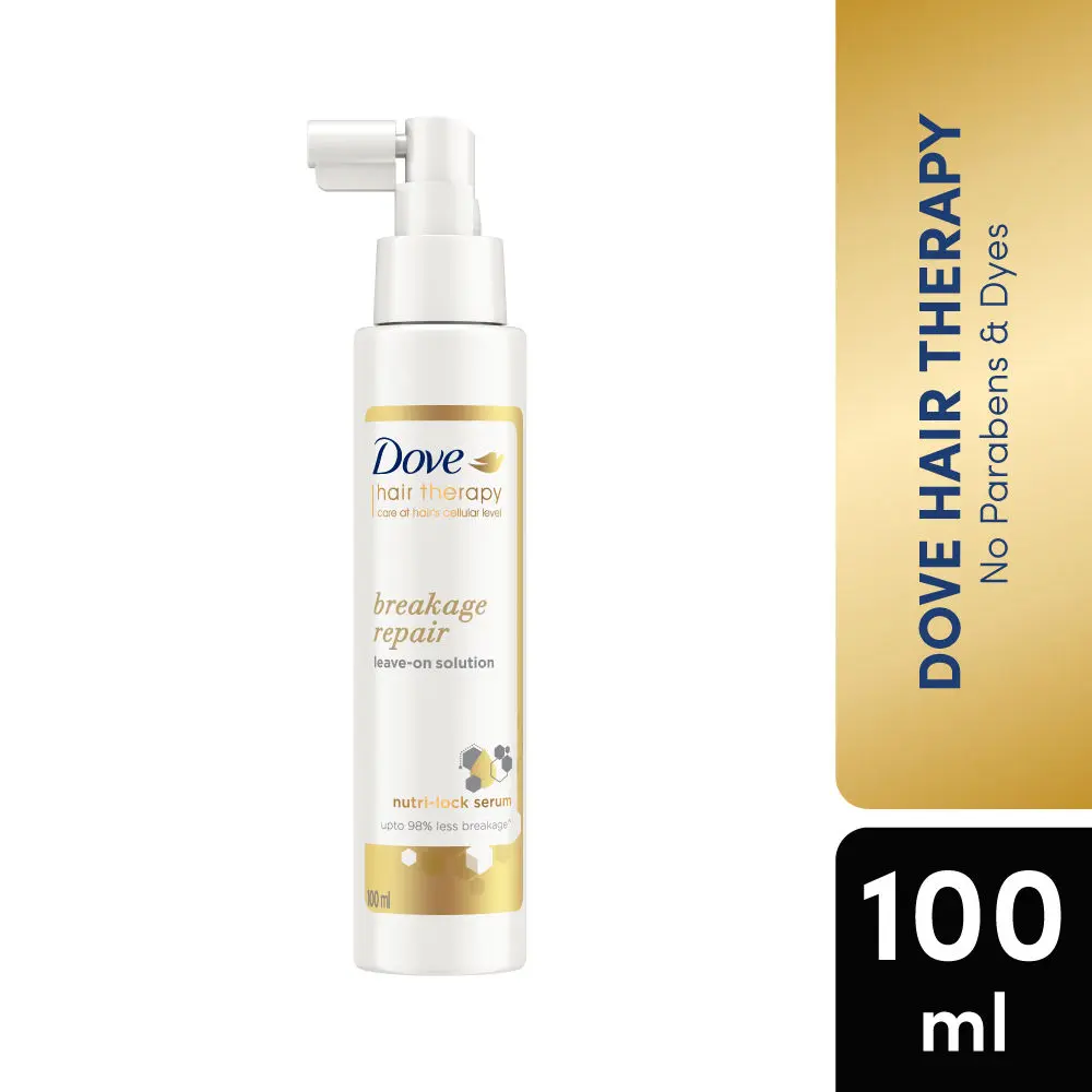 Dove Hair Therapy Breakage Repair Leave-on Solution, No Parabens & Dyes, With Nutri-Lock Serum for Hair & Scalp, 100 ml