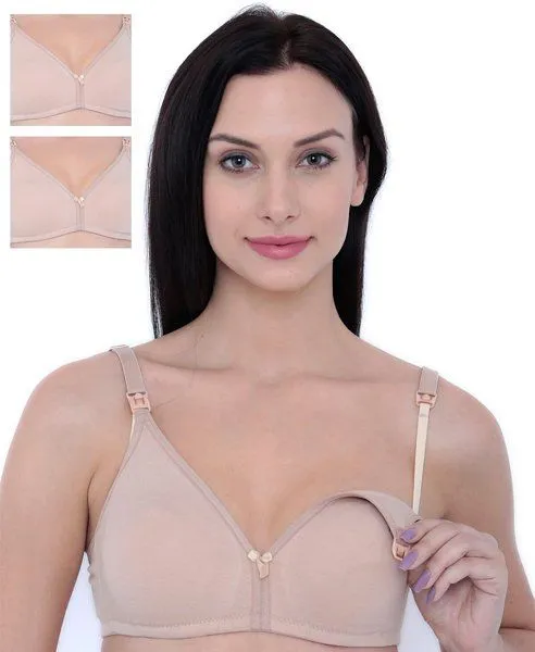 Inner Sense Organic Cotton Antimicrobial Nursing Bra Pack of 3 - Nude