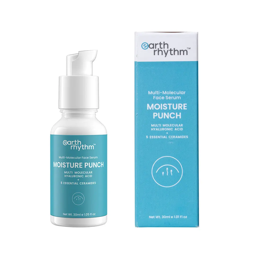 Earth Rhythm Moisture Punch Multi-Molecular Hyaluronic Acid Serum | Repairs & Nourishes Damaged Skin, Hydrates Skin, Locks Moisture | for All Skin Types | Men & Women - 30 ML