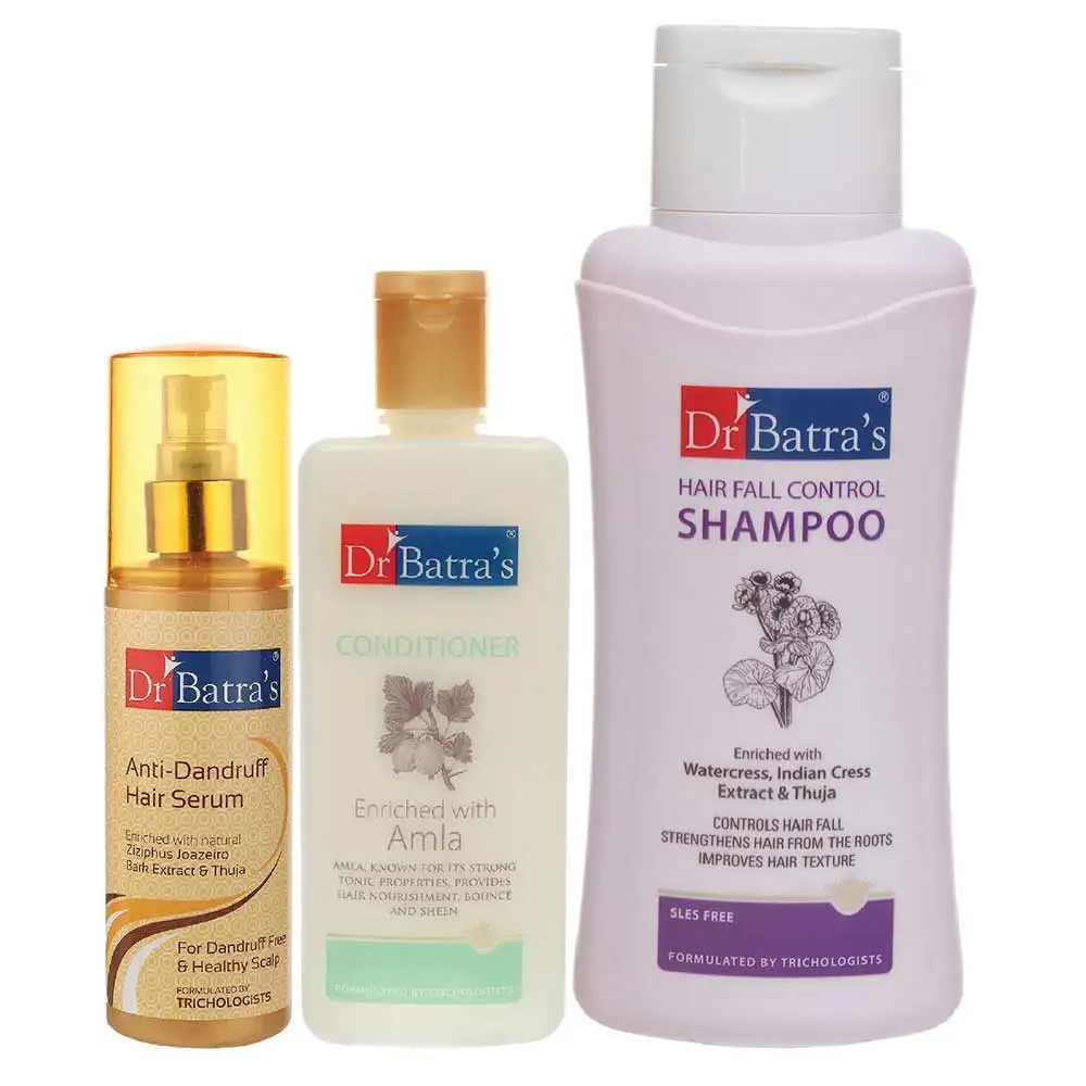 Dr Batra's Anti Dandruff Hair Serum, Conditioner - 200 ml & Hair Fall Control Shampoo - 500 ml Combo,  3 Piece(s)/Pack  Hair Care