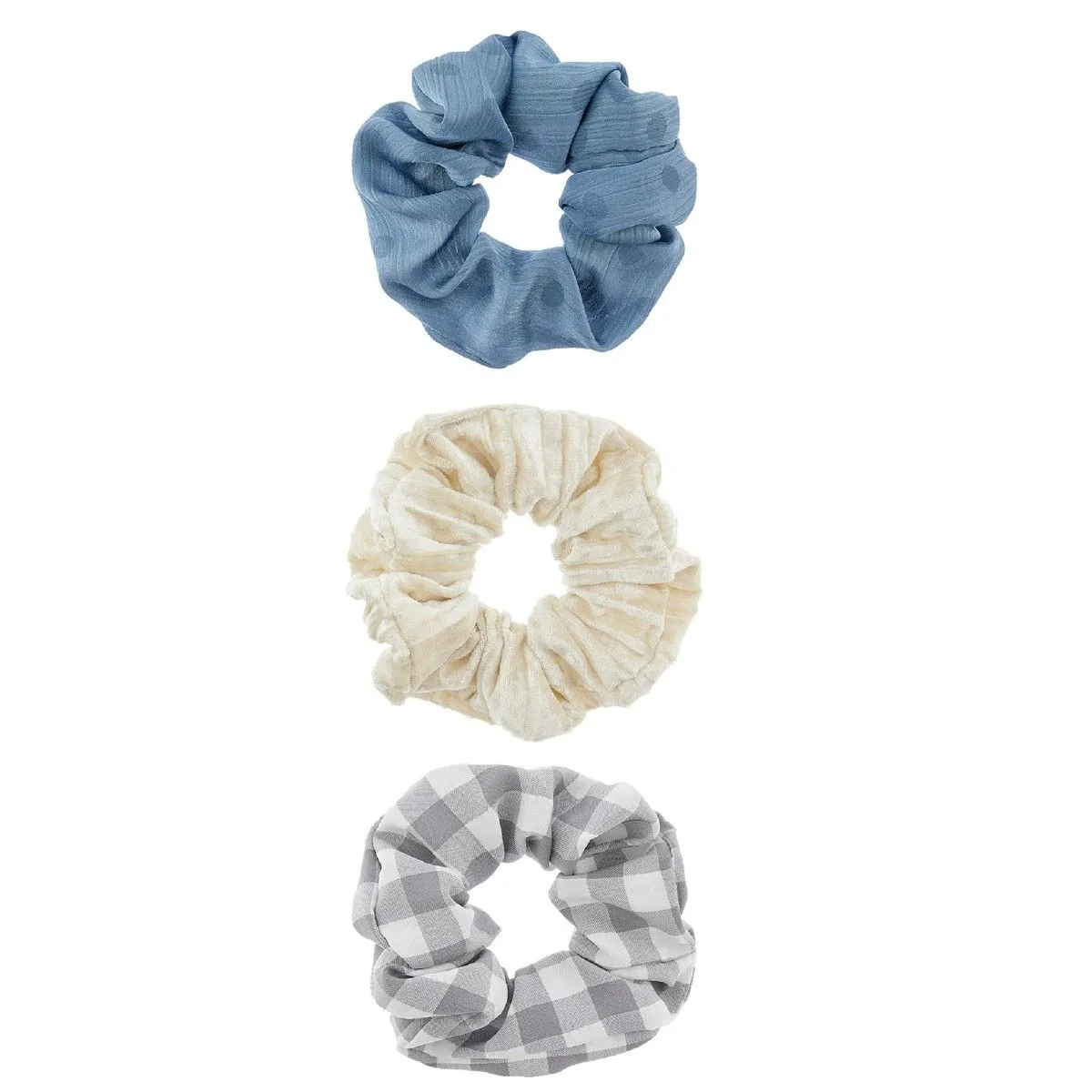 Accessorize London Women's 3 Pack Blue Check Hair Scrunchies