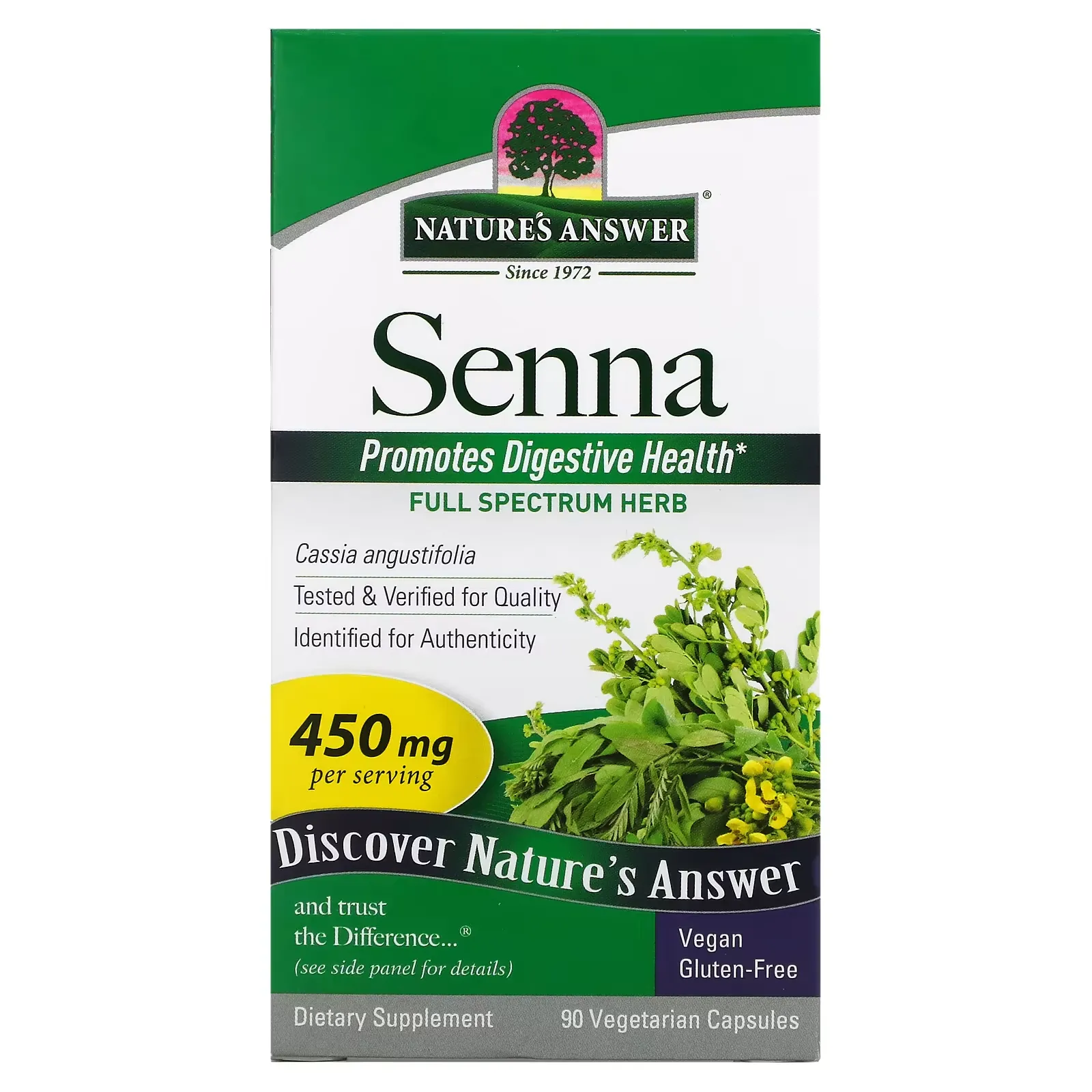 Senna, 450 mg, 90 Vegetarian Capsules