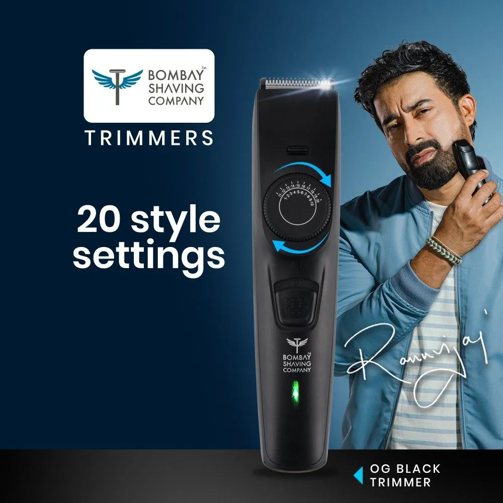 Bombay Shaving Company Beard Trimmer with USB Fast Charging, Black