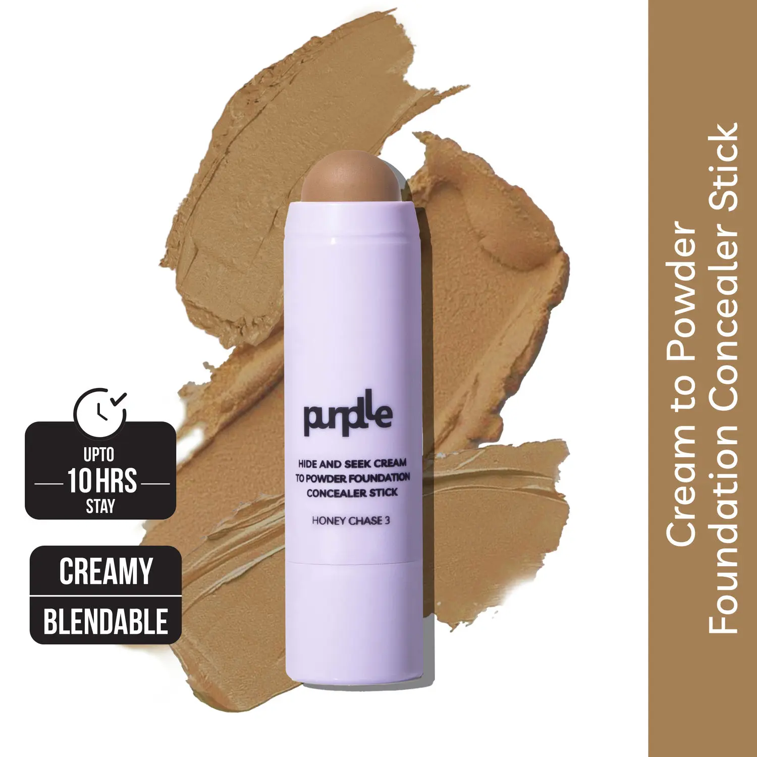 Purplle Hide and Seek Cream to Powder Foundation Concealer Stick Honey Chase 3