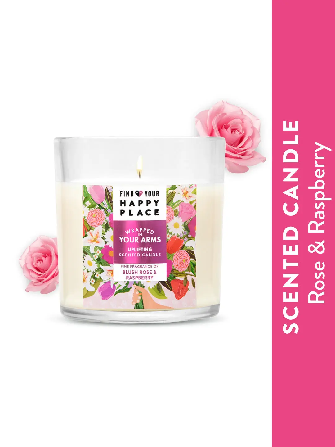 Find Your Happy Place - Wrapped In Your Arms Scented Candle Blush Rose & Raspberry 200g