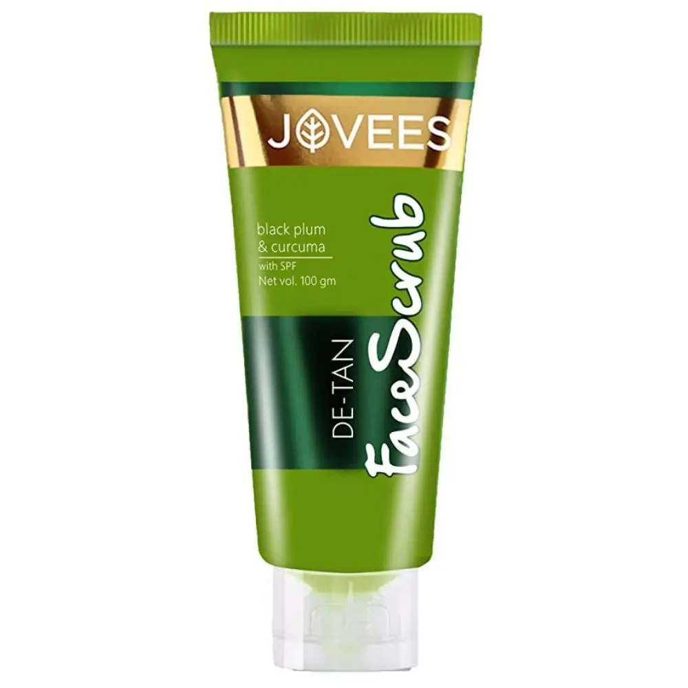 Jovees Herbal De-Tan Face Scrub Blackplum & Curcuma With SPF | For Tan Removal | All Skin Types | Paraben & Alcohol Free (100 g)