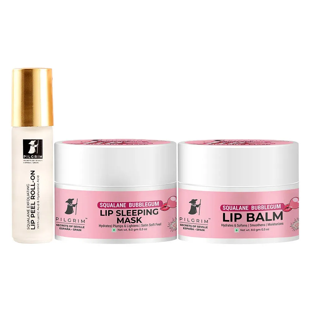 Pilgrim Lovingly Lips Hydrating Balm, Plumpy Rollon & Moisture Replenishing Sleeping Mask Combo