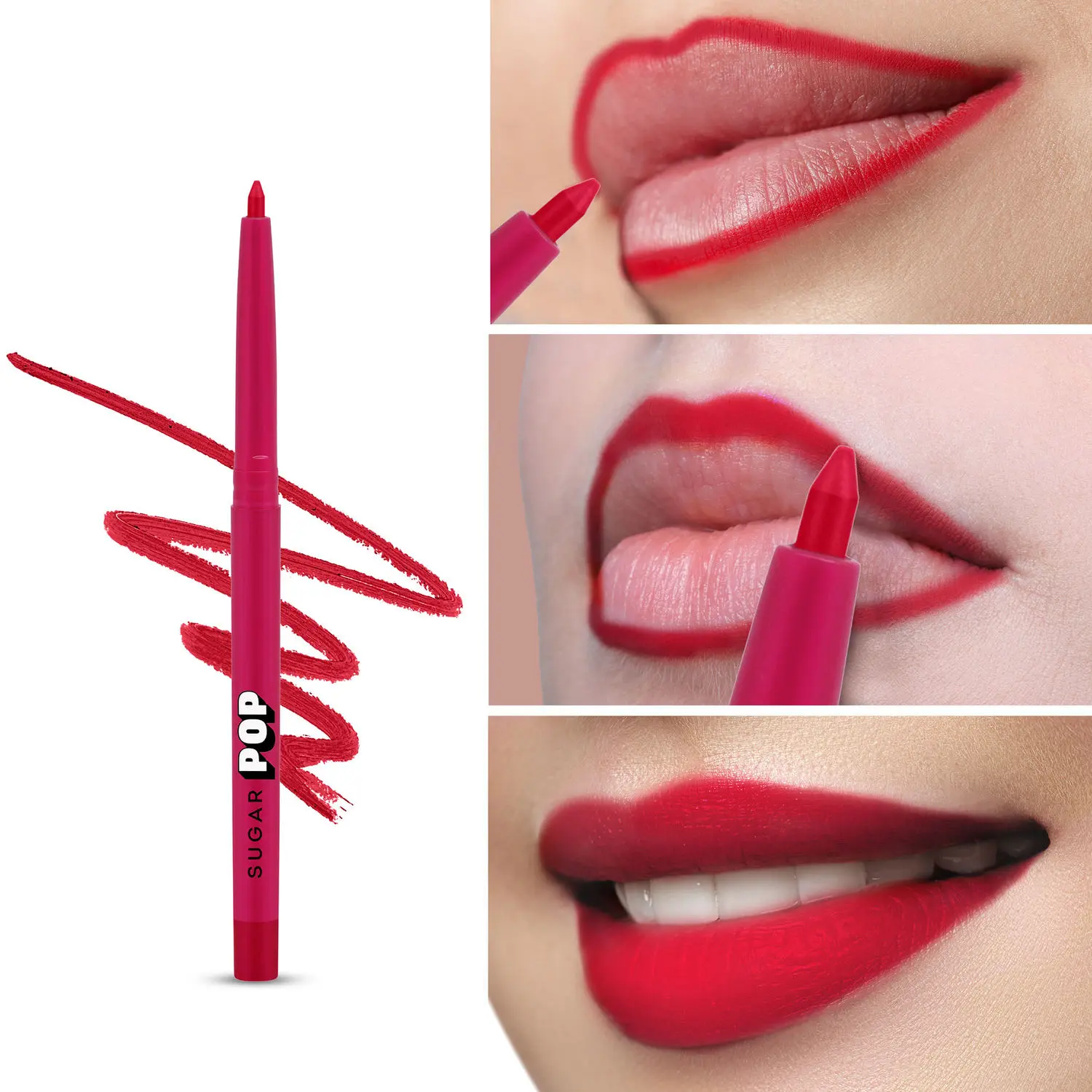 SUGAR POP Velvet Matte Lip Liner - 01 Red Carpet (Cherry Red) | Smudge-proof & Transfer-proof | Creamy Matte Finish | 0.27g