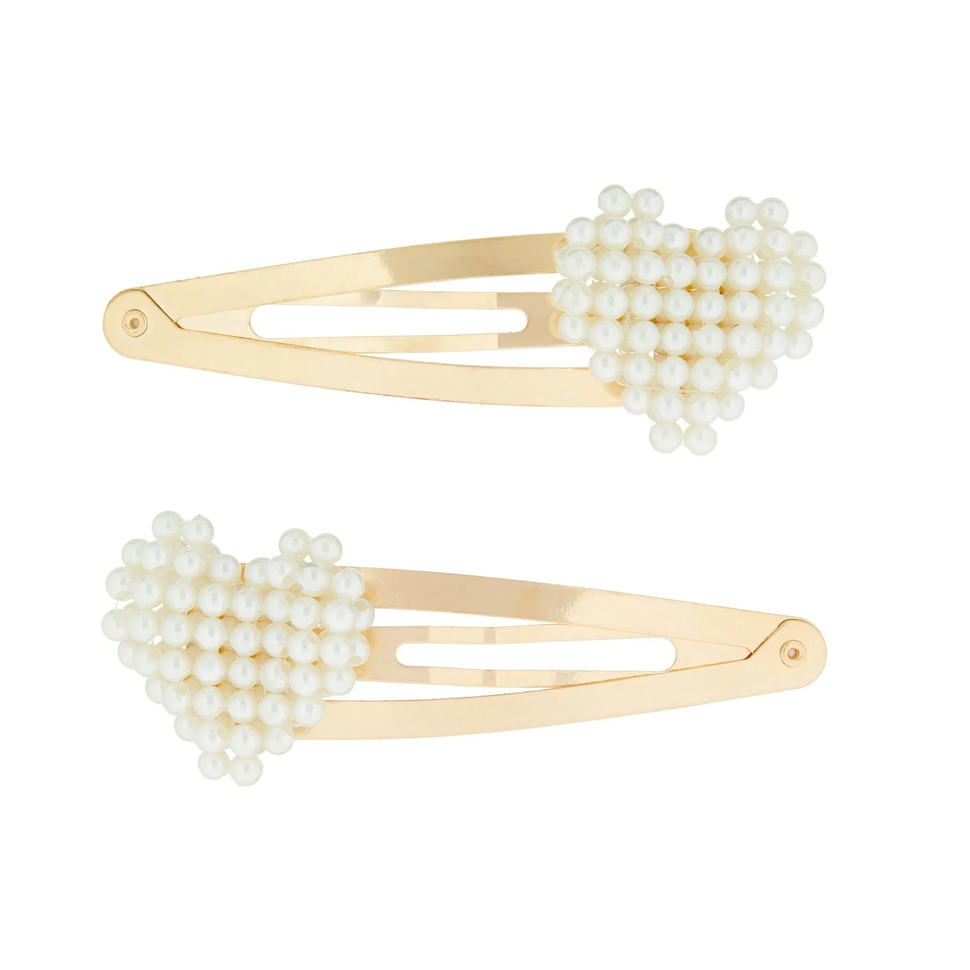 Accessorize London Women's Pearly Heart Snap Hair Clips