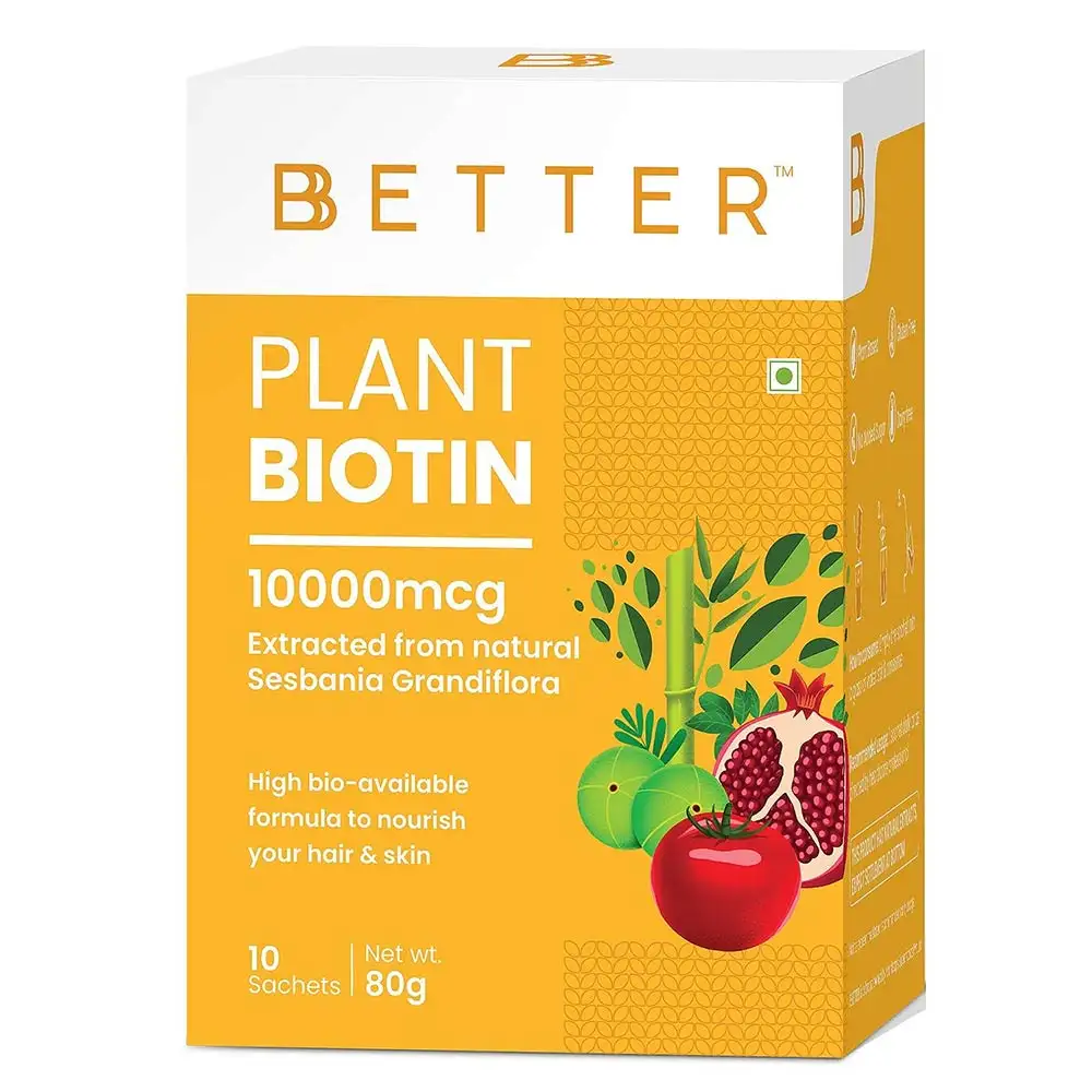 Bbetter Plant Biotin 10000 mcg,  10 sachets/pack  Unflavoured