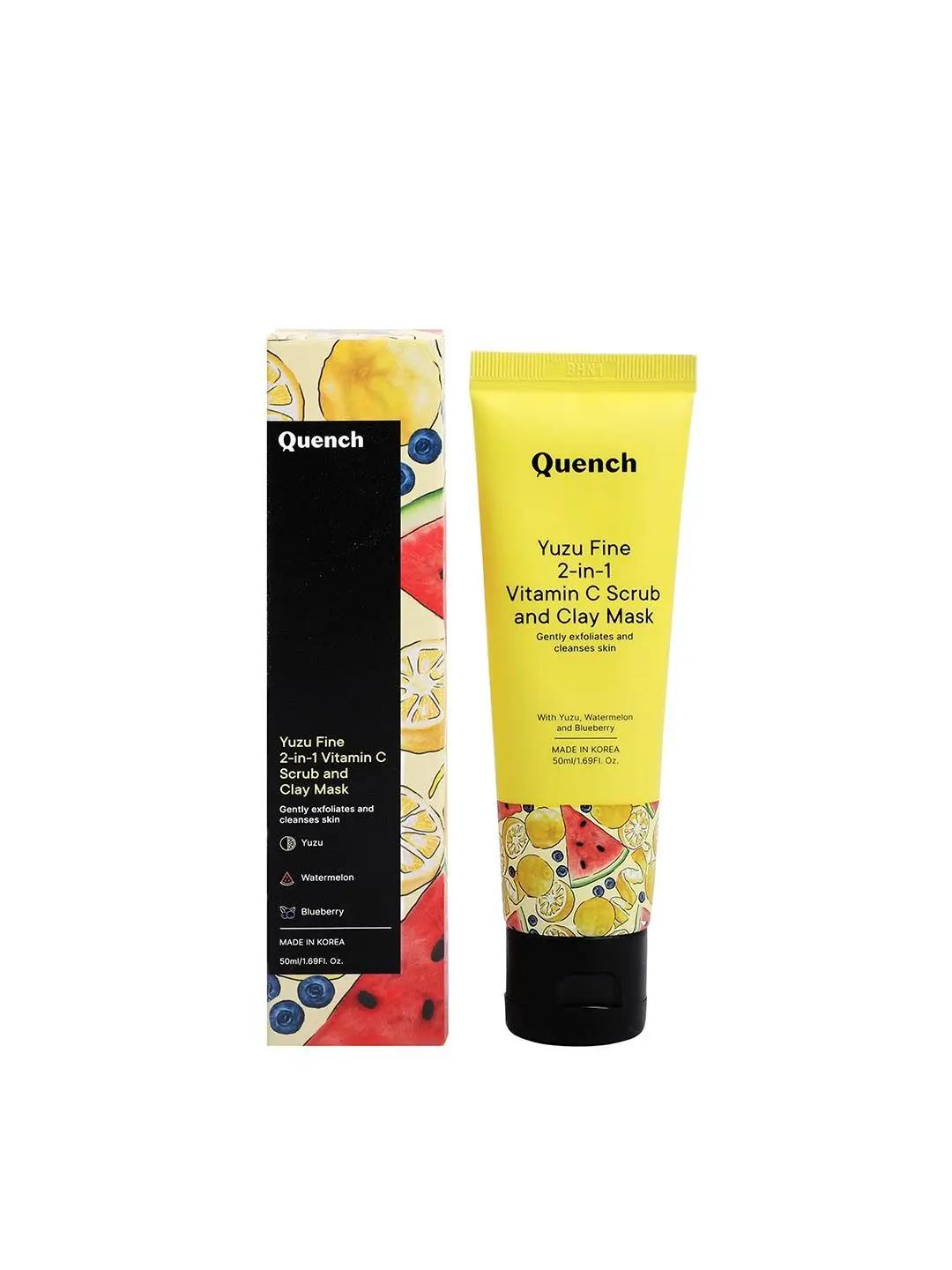 Quench Botanics Yuzu Fine 2-in-1 Vitamin C Scrub and Clay Mask | Korean Skin care (50 ml)