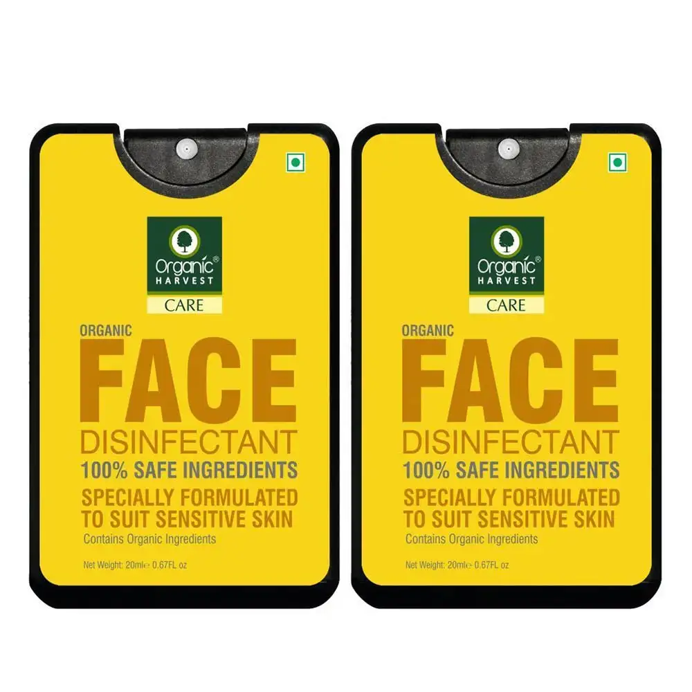 Organic Harvest Face Disinfectant Mist,  Fragrance Free  20 ml  for Sensitive Skin (Pack of 2)