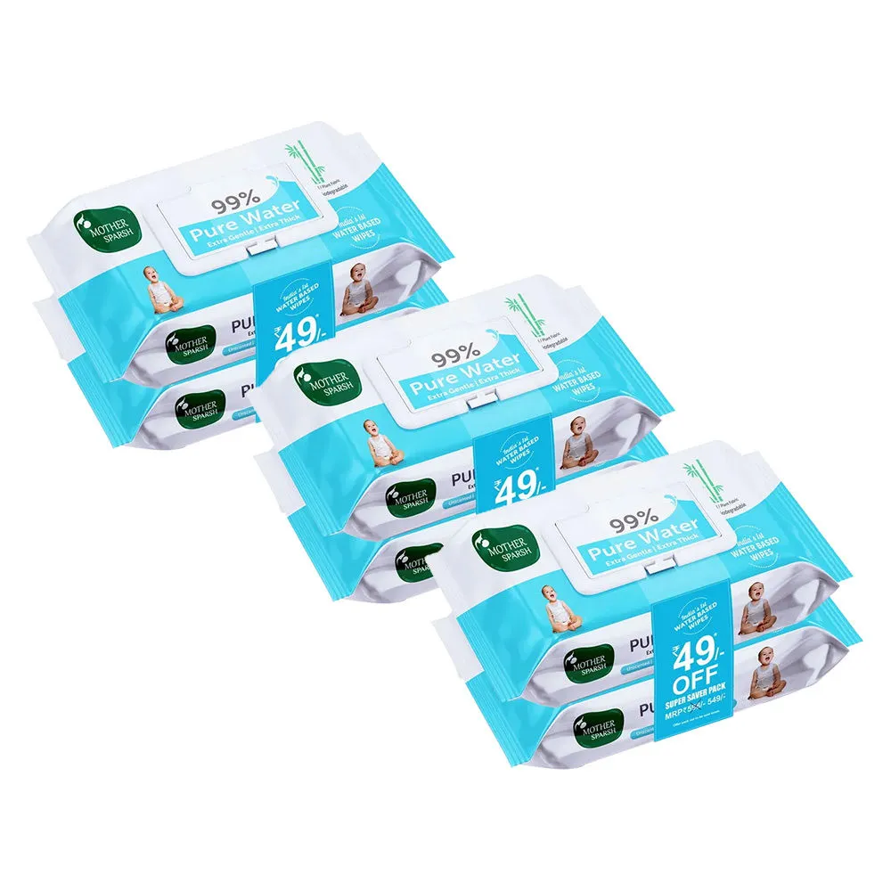 Mother Sparsh 99% Pure Water Baby Wipes - Pack Of 3