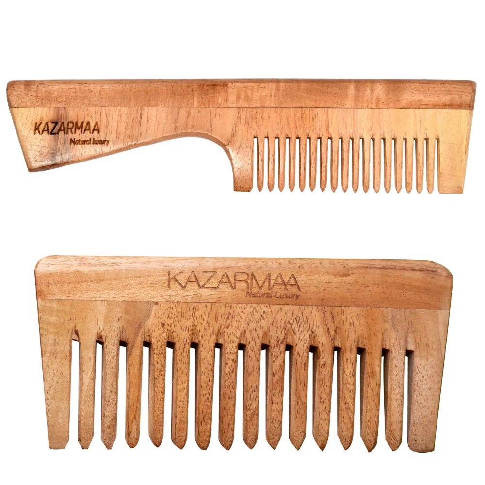 Kazarmaa Natural Neem Wood Comb - Pack Of 2