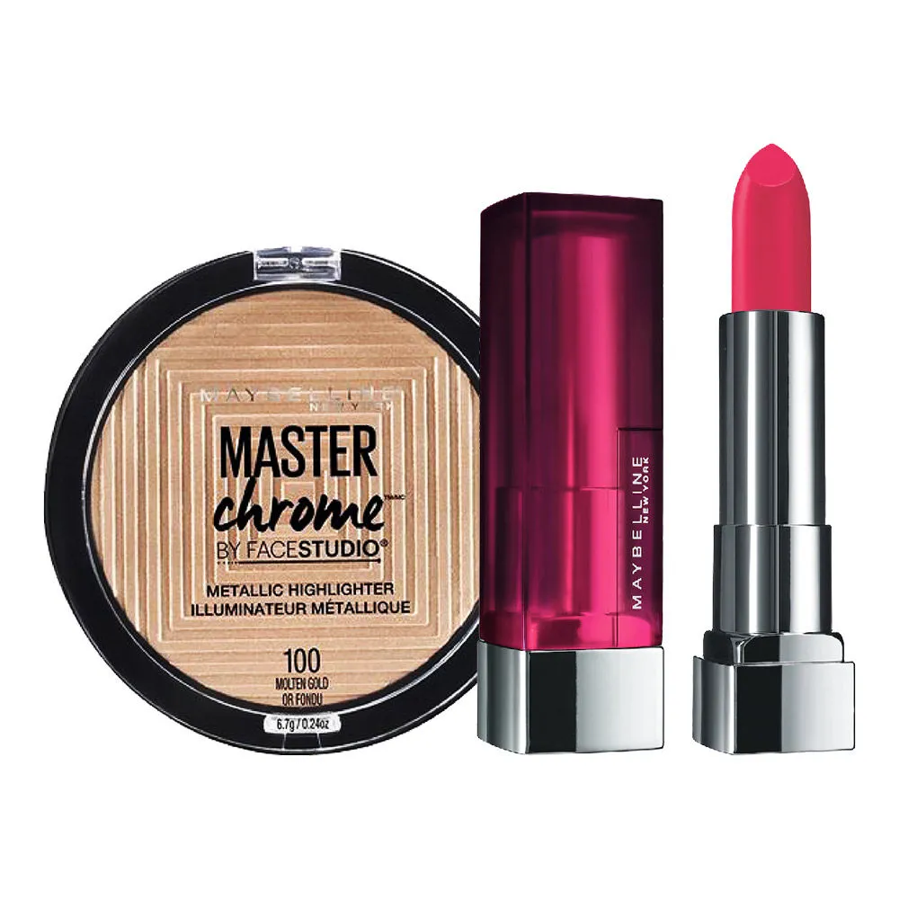 Maybelline New York Creamy Matte Lipstick Divine Wine & Highlighter Combo