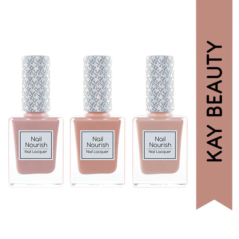 Kay Beauty Nude Nail Enamel Combo- Whiplash + Nutty + Sun Glory